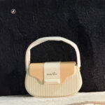 Hello Vier-Beige & White Premium Handbag